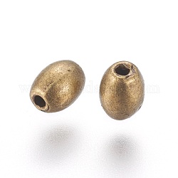 Perline in lega stile tibetano,  piombo & nichel & cadmio libero, colore bronzo antico, ovale, 5 mm di lunghezza, 4 mm di spessore, Foro: 1 mm