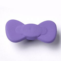Botones de caña de acrílico, goma, 1 agujero, lazo, Violeta Azul, 36x19x11mm, agujero: 3.5 mm
