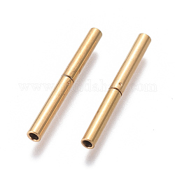 304 Stainless Steel Bayonet Clasps, Ion Plating (IP), Column, Golden, 20x2mm, Hole: 1mm
