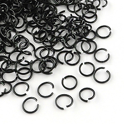Алюминиевая проволока открыты кольца прыжок, чёрные, 6x0.8 мм, Около 2150 шт / 50 г