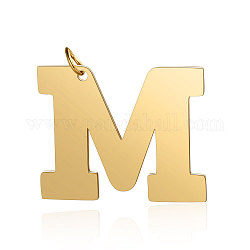 201 подвески из нержавеющей стали, буквы, золотые, letter.m, 29.5x36x1.5 мм, отверстие : 4.5 мм