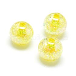 Perline in acrilico stile crackle, colore ab, colore all'interno, tondo, giallo, 20mm, Foro: 2.5 mm, circa 110pcs/500g