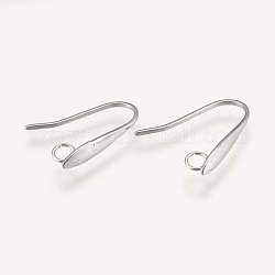 304 Stainless Steel Earring Hooks, Ear Wire, with Horizontal Loop, Stainless Steel Color, 17.5x13x15mm, Hole: 2.5mm, 20 Gauge, Pin: 0.8mm
