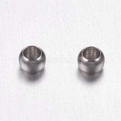 316 perline a crimpare in acciaio inossidabile chirurgico, rondelle, colore acciaio inossidabile, 2x1.5mm, Foro: 1 mm