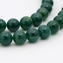 Sarcelle naturelle perles rondes de jade brins, teinte, 8mm, Trou: 1mm, Environ 49 pcs/chapelet, 15.7 pouce