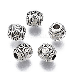 Perles en alliage de style tibétain, sans cadmium et sans plomb, baril, argent antique, 6.5x6mm, Trou: 2mm, environ 1350 pcs/1000 g