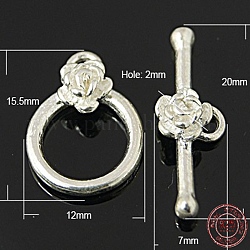 925 plata de ley cierres de palanca, anillo: 15x11 mm, bar: 19x8 mm, agujero: 2 mm