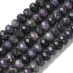 Natural Sugilite Beads Strands, Faceted, Rondelle, 8.5~9x6.5~7mm, Hole: 0.9mm, about 60pcs/strand, 16.06''(40.8cm)