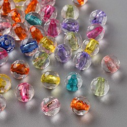 Transparente Acryl Perlen, Runde, facettiert, Mischfarbe, 6x5.5 mm, Bohrung: 1.4 mm, ca. 4160 Stk. / 500 g