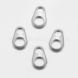 201 Stainless Steel Chain Tabs, Chain Extender Connectors, Oval, Stainless Steel Color, 6x4x0.5mm, Hole: 1.5mm and 2.5mm