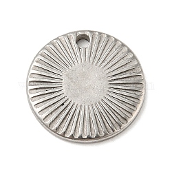 Pendentifs ronds plats texturés en acier inoxydable 304, pour la fabrication de bijoux artisanaux, couleur inoxydable, 14x1.6mm, Trou: 1.6mm