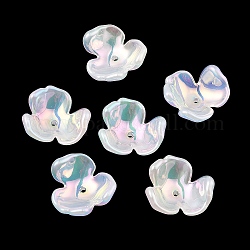 Acryl-Perlenkappen, von Meerjungfrauen inspirierte Beschichtung, 3-Blütenblatt Blüte, Rauch weiss, 19x21.5x10 mm, Bohrung: 1.6 mm