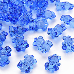 Pendentifs en acrylique transparent , facette, ours, bleu, 19.5x13.5x10.5mm, Trou: 1.5mm, environ 400 pcs/500 g