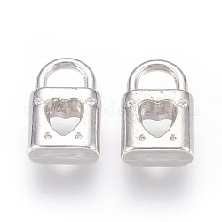 Pendentifs en plastique CCB, cadenas avec coeur, platine, 15.5x9.5x4.5mm, Trou: 4.5x5mm