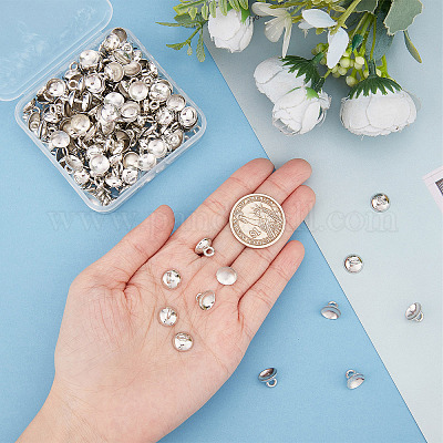 Wholesale SUNNYCLUE 1 Box 200Pcs Silver Bead Caps 10mm Bead Bail Cap Bead  End Caps Dangle Charm Connector Round Bail for Jewelry Making Necklace  Earrings Bracelet Women DIY Glass Ball Charms Pearl