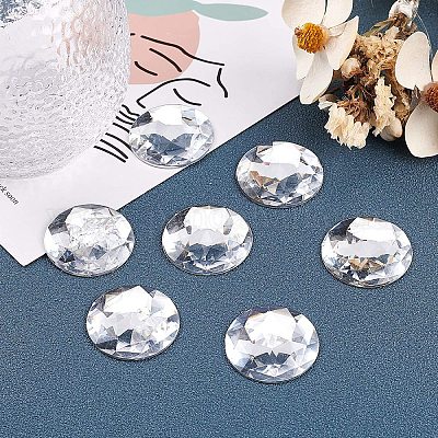 50Pcs 30mm Flat Back Round Acrylic Rhinestone Self-Adhesive Plastic Circle  Gems Stick On Jewels(Blue) for Costume Making Cosplay Jewels Invitation  Crafts Bling Christmas Decor 