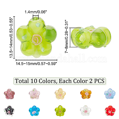 20 pièces 10 couleurs perles de chalumeau faites à la main&nbsp;LAMP-PH0001-15-1