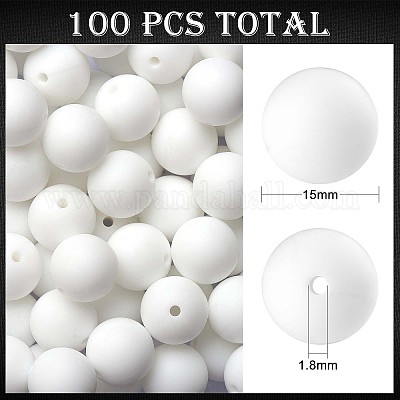 100Pcs Silicone Beads Round Rubber Bead 15MM Loose Spacer