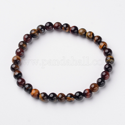 Braccialetti di stirata Tonda tigre naturale dell'occhio&nbsp;BJEW-L594-D08-1