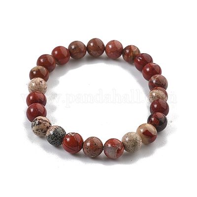Natürliche rote Jaspis Perlen Stretch Armbänder&nbsp;BJEW-K212-B-012-1