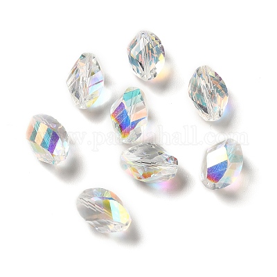 Glass Imitation Austrian Crystal Beads, Faceted, Nugget, Clear AB,  11x8x8mm, Hole: 1mm