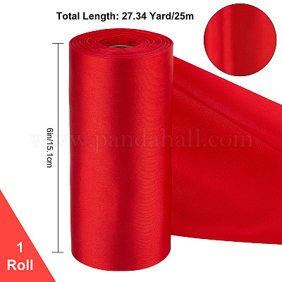 Wholesale GORGECRAFT 27 Yards x 6 Inch Wide Double Faced Satin Ribbon Roll  Red Polyester Solid Fabric Large Ribbon Wrapping Grand Opening Chair Sash  Bouquet Bow Making Party Decoration (Red) 