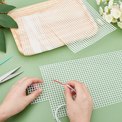 CHGCRAFT 10pcs 2 Sizes Plastic Mesh Canvas Bag Sheets Plastic Net Cover DIY  Crafting Handbag Accessories Acrylic Yarn Crafting Knit and Crochet