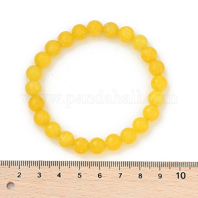Natürliche gelbe Jade Perlen Stretch Armbänder&nbsp;BJEW-K212-B-038-1