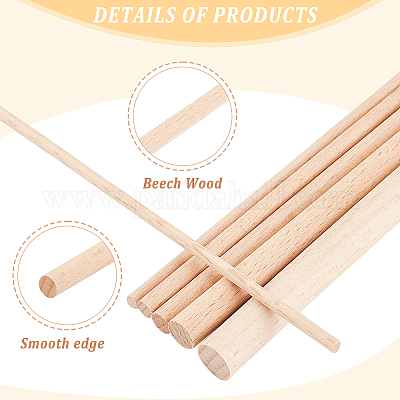 Wholesale OLYCRAFT 6Pcs Dowel Rods Wood Sticks 2.5×30cm Beech Wood
