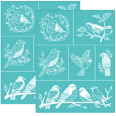 Self-Adhesive Silk Screen Printing Stencil, for Painting on Wood, DIY  Decoration T-Shirt Fabric, Turquoise, Bird Pattern, 220x280mm