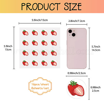 Wholesale CREATCABIN 128Pcs Strawberry Stickers Fruit Vinyl Decal  Self-Adhesive Waterproof Sticker Round Bulk Cartoon Red Stickers for Water  Bottles Laptop Luggage Cup Computer Diary Skateboard 2.5x2.5cm 