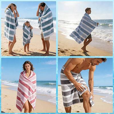 Serviette rayée en polyester&nbsp;AJEW-FZC0001-007C-1