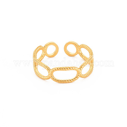 Chapado en iones (ip) 304 anillo de puño de acero inoxidable abierto ovalado para mujer RJEW-S405-192G-1
