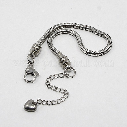 Bracelets en 304 acier inoxydable avec chaînes de serpent rond européennes X-STAS-J015-07-1