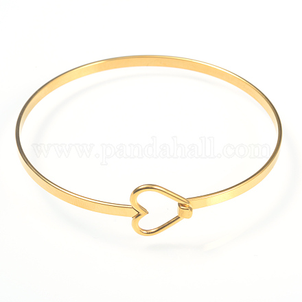 Élégantes 304 bracelets cardiaques acier inoxydable BJEW-L374-08G-1