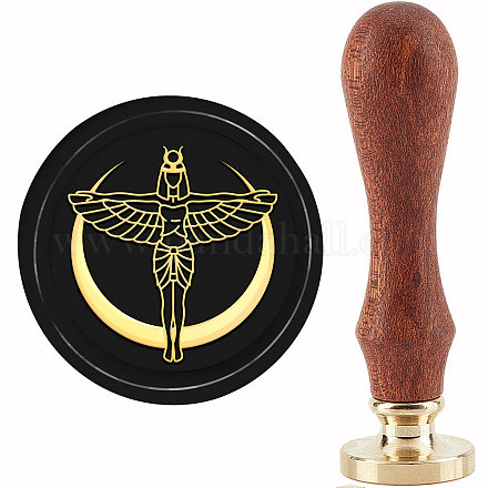 CRASPIRE Isis Wax Seal Stamp Goddess Egyptian Sealing Stamp Copper Seals Retro Removable Brass Stamp Head with Wooden Handle for Mother's Day Thanksgiving Wedding Envelope Cards Decoration AJEW-WH0184-1132-1