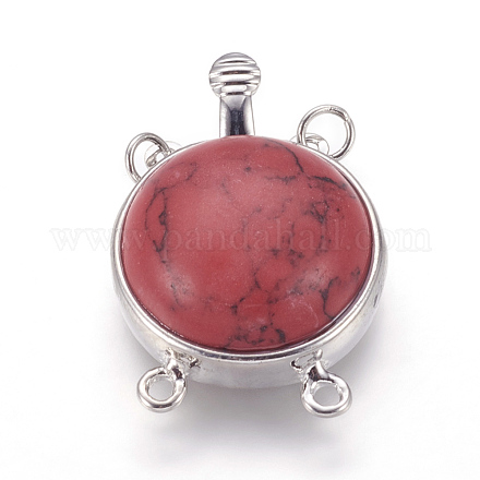Synthetic Red Turquoise Box Clasps G-L473-B08-1