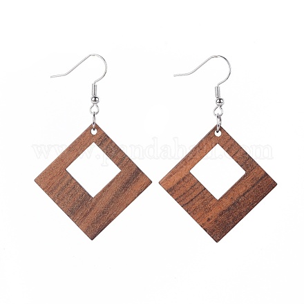 Wood Dangle Earrings EJEW-JE04009-02-1