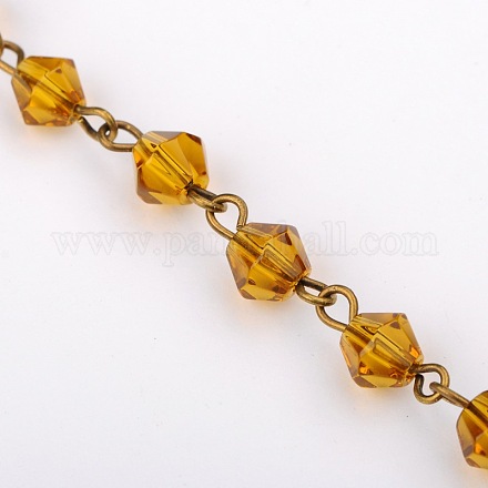 Chaînes de perles de verre bicone manuelles pour fabrication de bracelets et colliers AJEW-JB00041-02-1