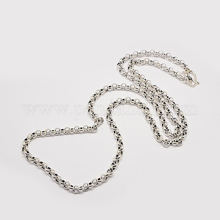 Herren Retro thai Sterling Silber lange Kreuz Rolo Kette Halsketten STER-O003-63-1