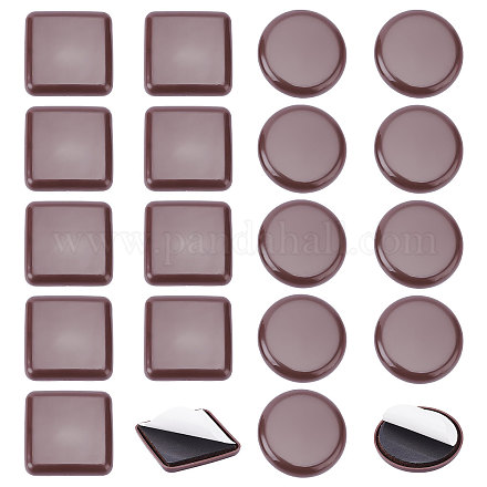 Nbeads 20 pièces curseurs de meubles en plastique auto-adhésifs carrés et plats ronds AJEW-NB0002-60-1
