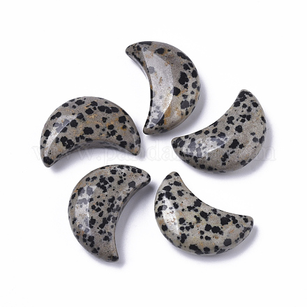 Forme de lune jaspe dalmatien naturel guérissant les pierres de paume de poche en cristal G-T132-001-1