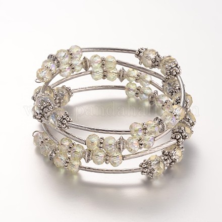 4 boucle bracelets wrap laiton perles de verre BJEW-JB02159-03-1
