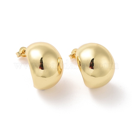 Rack Plating Brass Half Round Stud Earrings EJEW-G315-07G-1