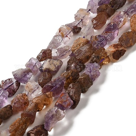 Brins de perles de quartz lodolite violet naturel brut brut/quartz fantôme violet G-I283-G06-01-1