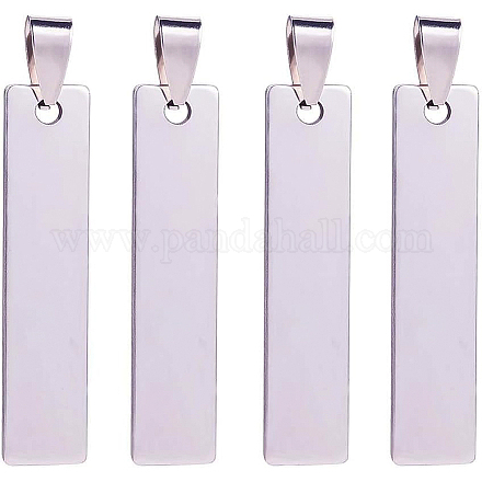 BENECREAT 20PCS Stainless Steel Rectangle Blank Stamping Tag Pendants with Snap on Bails Clasps STAS-BC0002-20P-1