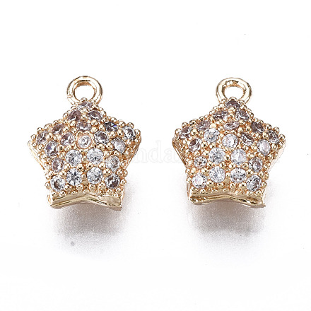 Hollow Brass Micro Pave Clear Cubic Zirconia Charms KK-S359-142-RS-1