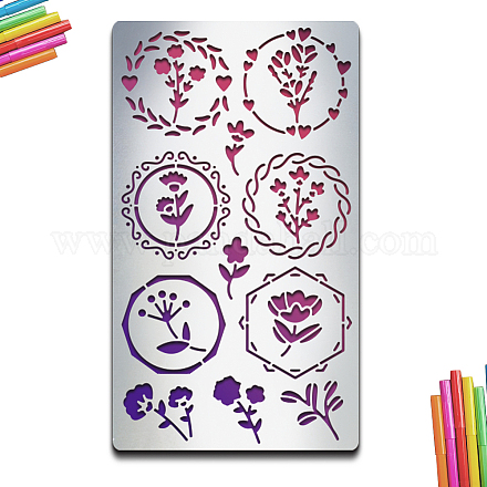 MAYJOYDIY Flower Vine Metal Stencils Metal Journal Stencils Vintage Floral Vine Templates 4×7inch Wood Carving Album Card Wood Sign Scrapbook DIY-WH0242-265-1