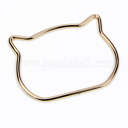 合金バッグハンドル  猫の頭  バッグ交換用アクセサリー  ゴールドカラー  7.3x10.5x0.5cm PURS-PW0001-362A-G-1