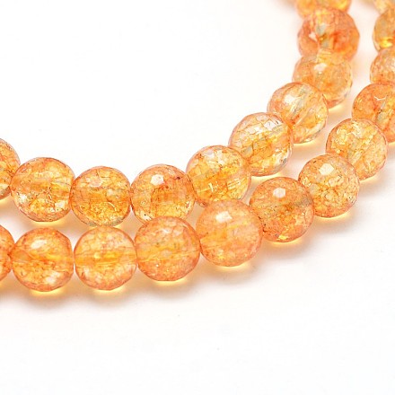 Faceted Round Natural Quartz Crystal Beads Strands G-N0152-18-14mm-1